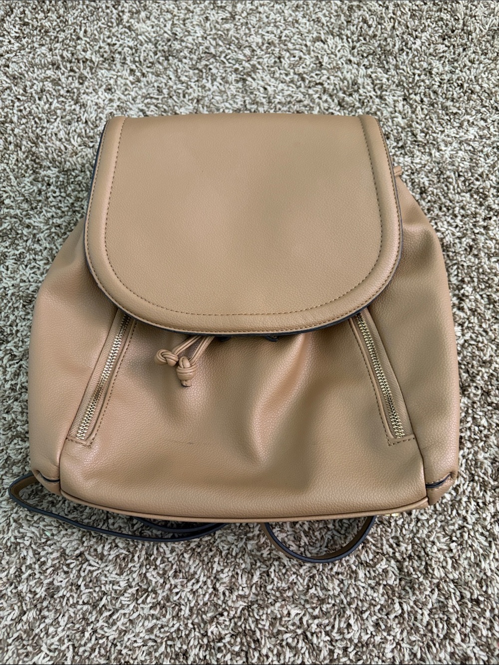 INC International Concepts Taupe Drawstring Backpack with Flap